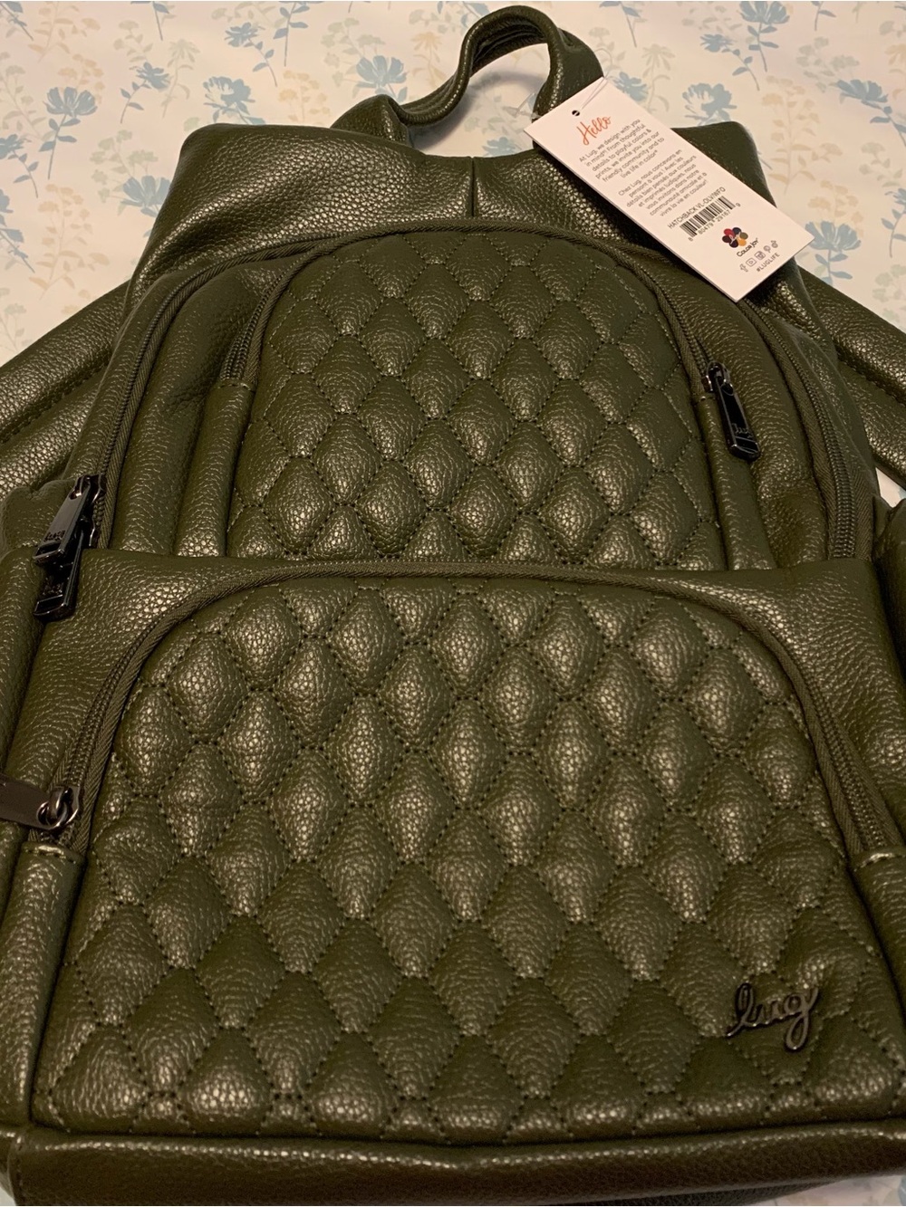 lug Olive Green Quilted Backpack